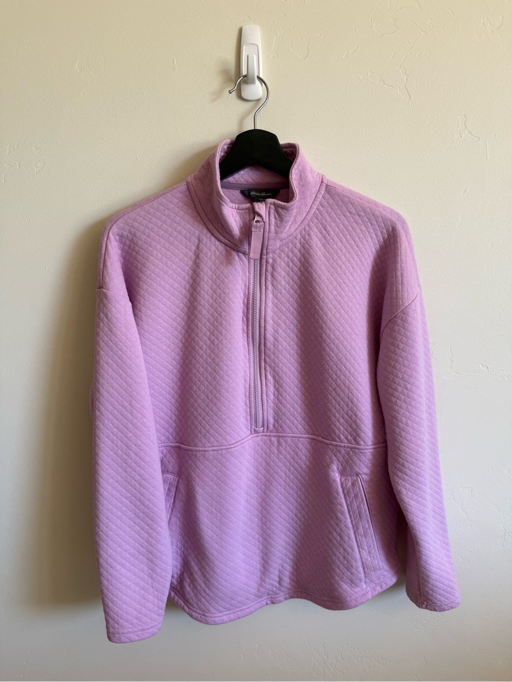 Eddie Bauer Quilted Half Zip Pullover Sweatshirt Lavender Pink Size Medium